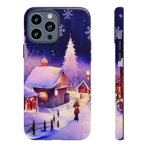Christmas Homes in the Snow - Impact Resistant Phone Case iPhone 13 Pro Max Glossy